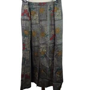 Geiger Made in Austria Green Red Yellow Floral Wool Lined Maxi Skirt NEW XL 44